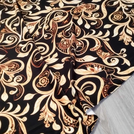 Złociste Ornamenty - Welur Velvet Odzieżowy 240g/m2
