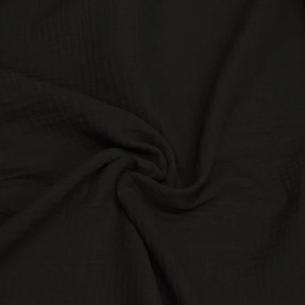 Czarny - Muślin - 100% bawełna 130g/m2