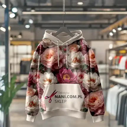 piwonie i róże-Dresówka Pętelka 235g/m2