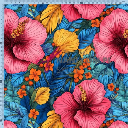 Color Splash Hibiscus- Dresówka Pętelka 235g/m2
